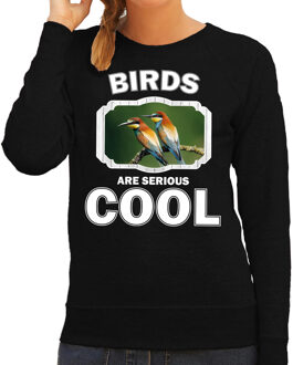 Bellatio Decorations Dieren vogels sweater zwart dames - birds are serious cool trui - cadeau sweater bijeneter vogel/ vogels liefhebber 2XL