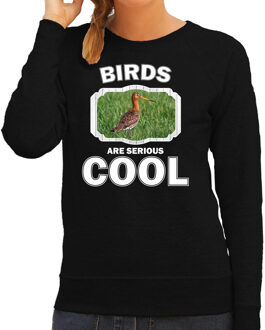 Bellatio Decorations Dieren vogels sweater zwart dames - birds are serious cool trui - cadeau sweater grutto vogel/ vogels liefhebber 2XL