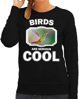 Bellatio Decorations Dieren vogels sweater zwart dames - birds are serious cool trui - cadeau sweater kolibrie vogel/ vogels liefhebber 2XL