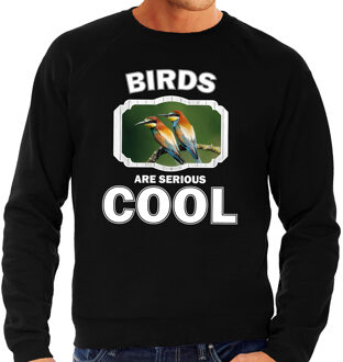 Bellatio Decorations Dieren vogels sweater zwart heren - birds are serious cool trui - cadeau sweater bijeneter vogel/ vogels liefhebber 2XL