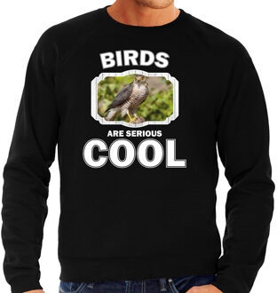 Bellatio Decorations Dieren vogels sweater zwart heren - birds are serious cool trui - cadeau sweater havik roofvogel/ vogels liefhebber 2XL