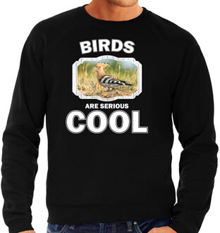 Bellatio Decorations Dieren vogels sweater zwart heren - birds are serious cool trui - cadeau sweater hop vogel/ vogels liefhebber 2XL