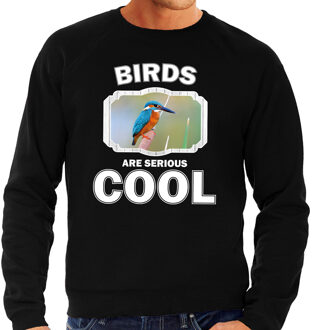 Bellatio Decorations Dieren vogels sweater zwart heren - birds are serious cool trui - cadeau sweater ijsvogel/ vogels liefhebber 2XL