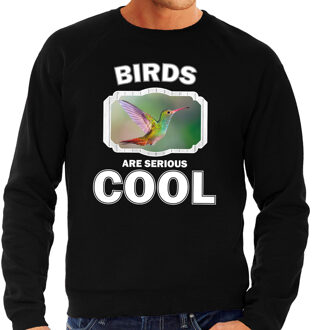 Bellatio Decorations Dieren vogels sweater zwart heren - birds are serious cool trui - cadeau sweater kolibrie vogel/ vogels liefhebber 2XL