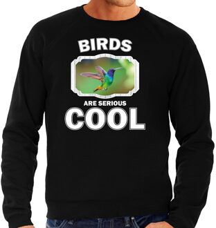 Bellatio Decorations Dieren vogels sweater zwart heren - birds are serious cool trui - cadeau sweater kolibrie vogel/ vogels liefhebber 2XL