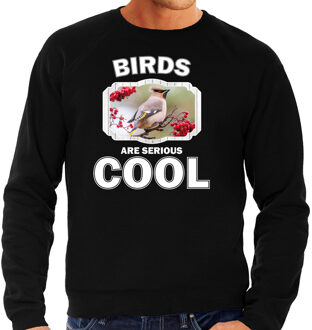 Bellatio Decorations Dieren vogels sweater zwart heren - birds are serious cool trui - cadeau sweater pestvogel/ vogels liefhebber 2XL