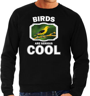 Bellatio Decorations Dieren vogels sweater zwart heren - birds are serious cool trui - cadeau sweater wielewaal vogel/ vogels liefhebber 2XL