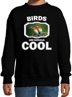 Bellatio Decorations Dieren vogels sweater zwart kinderen - birds are serious cool trui jongens/ meisjes - cadeau bijeneter vogel/ vogels liefhebber 12-13 jaar (152/164)