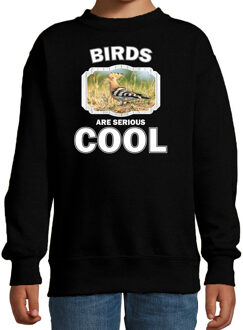 Bellatio Decorations Dieren vogels sweater zwart kinderen - birds are serious cool trui jongens/ meisjes - cadeau hop vogel/ vogels liefhebber 12-13 jaar (152/164)