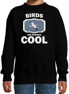 Bellatio Decorations Dieren vogels sweater zwart kinderen - birds are serious cool trui jongens/ meisjes - cadeau jan van gent vogel/ vogels liefhebber 5-6 jaar (110/116)