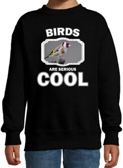 Bellatio Decorations Dieren vogels sweater zwart kinderen - birds are serious cool trui jongens/ meisjes - cadeau putter vogel/ vogels liefhebber 12-13 jaar (152/164)