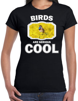 Bellatio Decorations Dieren vogels t-shirt zwart dames - birds are serious cool shirt - cadeau t-shirt blauwborst vogel/ vogels liefhebber L