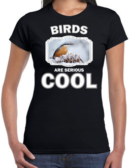 Bellatio Decorations Dieren vogels t-shirt zwart dames - birds are serious cool shirt - cadeau t-shirt boomklever vogel/ vogels liefhebber L