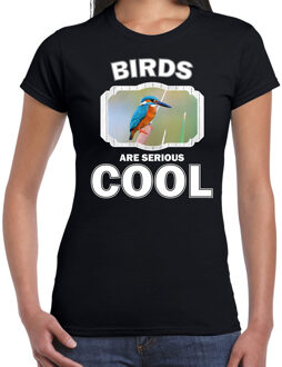 Bellatio Decorations Dieren vogels t-shirt zwart dames - birds are serious cool shirt - cadeau t-shirt ijsvogel/ vogels liefhebber 2XL