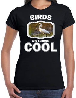 Bellatio Decorations Dieren vogels t-shirt zwart dames - birds are serious cool shirt - cadeau t-shirt lepelaar vogel/ vogels liefhebber 2XL