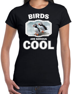 Bellatio Decorations Dieren vogels t-shirt zwart dames - birds are serious cool shirt - cadeau t-shirt papegaaiduiker vogel/ vogels liefhebber 2XL