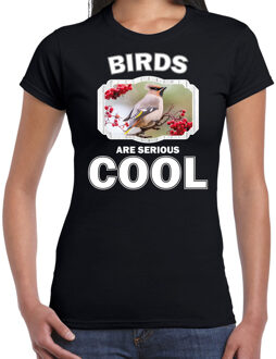 Bellatio Decorations Dieren vogels t-shirt zwart dames - birds are serious cool shirt - cadeau t-shirt pestvogel/ vogels liefhebber 2XL