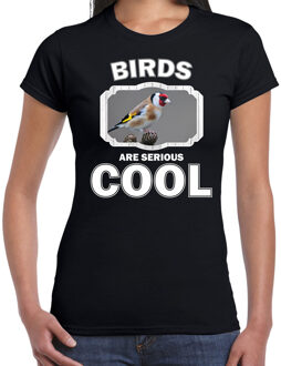 Bellatio Decorations Dieren vogels t-shirt zwart dames - birds are serious cool shirt - cadeau t-shirt putter vogel/ vogels liefhebber 2XL