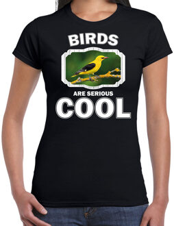 Bellatio Decorations Dieren vogels t-shirt zwart dames - birds are serious cool shirt - cadeau t-shirt wielewaal vogel/ vogels liefhebber L