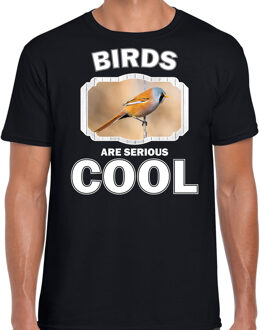 Bellatio Decorations Dieren vogels t-shirt zwart heren - birds are serious cool shirt - cadeau t-shirt baardmannetje vogel/ vogels liefhebber 2XL