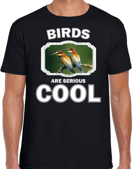 Bellatio Decorations Dieren vogels t-shirt zwart heren - birds are serious cool shirt - cadeau t-shirt bijeneter vogel/ vogels liefhebber 2XL