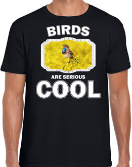 Bellatio Decorations Dieren vogels t-shirt zwart heren - birds are serious cool shirt - cadeau t-shirt blauwborst vogel/ vogels liefhebber 2XL