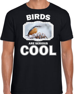 Bellatio Decorations Dieren vogels t-shirt zwart heren - birds are serious cool shirt - cadeau t-shirt boomklever vogel/ vogels liefhebber 2XL