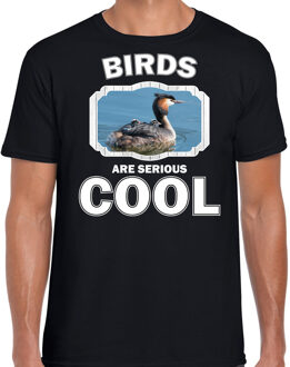 Bellatio Decorations Dieren vogels t-shirt zwart heren - birds are serious cool shirt - cadeau t-shirt fuut vogel/ vogels liefhebber 2XL