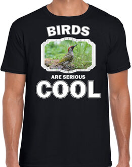 Bellatio Decorations Dieren vogels t-shirt zwart heren - birds are serious cool shirt - cadeau t-shirt groene specht/ vogels liefhebber XL