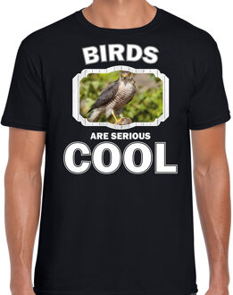 Bellatio Decorations Dieren vogels t-shirt zwart heren - birds are serious cool shirt - cadeau t-shirt havik roofvogel/ vogels liefhebber 2XL