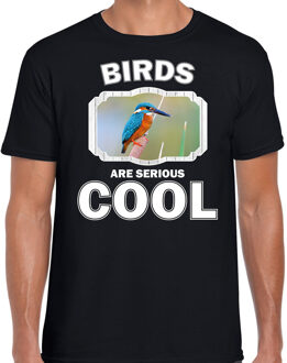 Bellatio Decorations Dieren vogels t-shirt zwart heren - birds are serious cool shirt - cadeau t-shirt ijsvogel/ vogels liefhebber 2XL