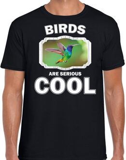 Bellatio Decorations Dieren vogels t-shirt zwart heren - birds are serious cool shirt - cadeau t-shirt kolibrie vogel vliegend/ vogels liefhebber 2XL