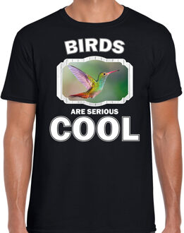 Bellatio Decorations Dieren vogels t-shirt zwart heren - birds are serious cool shirt - cadeau t-shirt kolibrie vogel/ vogels liefhebber 2XL