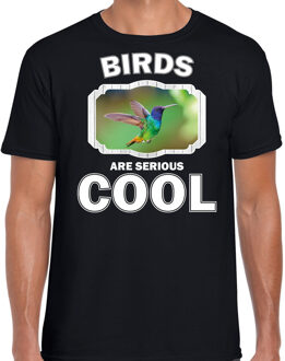 Bellatio Decorations Dieren vogels t-shirt zwart heren - birds are serious cool shirt - cadeau t-shirt kolibrie vogel/ vogels liefhebber 2XL