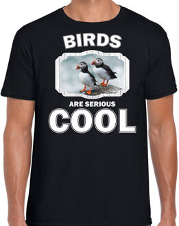 Bellatio Decorations Dieren vogels t-shirt zwart heren - birds are serious cool shirt - cadeau t-shirt papegaaiduiker vogel/ vogels liefhebber 2XL