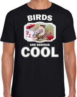 Bellatio Decorations Dieren vogels t-shirt zwart heren - birds are serious cool shirt - cadeau t-shirt pestvogel/ vogels liefhebber 2XL