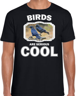 Bellatio Decorations Dieren vogels t-shirt zwart heren - birds are serious cool shirt - cadeau t-shirt raaf/ vogels liefhebber 2XL