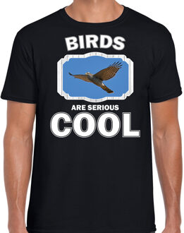 Bellatio Decorations Dieren vogels t-shirt zwart heren - birds are serious cool shirt - cadeau t-shirt vliegende havik roofvogel/ vogels liefhebber 2XL