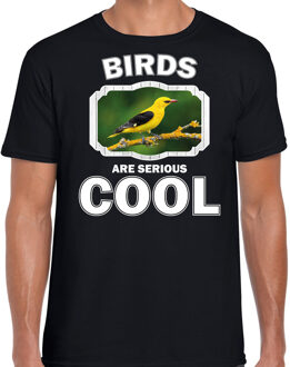 Bellatio Decorations Dieren vogels t-shirt zwart heren - birds are serious cool shirt - cadeau t-shirt wielewaal vogel/ vogels liefhebber L