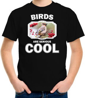 Bellatio Decorations Dieren vogels t-shirt zwart kinderen - birds are serious cool shirt  jongens/ meisjes - cadeau shirt pestvogel/ vogels liefhebber L (146-152)