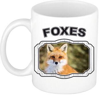 Bellatio Decorations Dieren vos beker - foxes/ vossen mok wit 300 ml