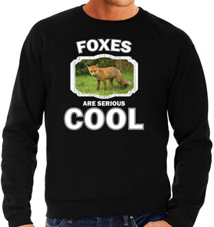 Bellatio Decorations Dieren vossen sweater zwart heren - foxes are serious cool trui - cadeau sweater bruine vos/ vossen liefhebber 2XL