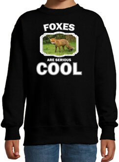 Bellatio Decorations Dieren vossen sweater zwart kinderen - foxes are serious cool trui jongens/ meisjes - cadeau bruine vos/ vossen liefhebber 12-13 jaar (152/164)