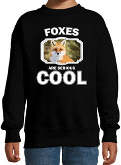 Bellatio Decorations Dieren vossen sweater zwart kinderen - foxes are serious cool trui jongens/ meisjes - cadeau vos/ vossen liefhebber 12-13 jaar (152/164)