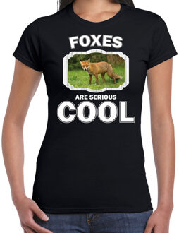 Bellatio Decorations Dieren vossen t-shirt zwart dames - foxes are serious cool shirt - cadeau t-shirt bruine vos/ vossen liefhebber 2XL