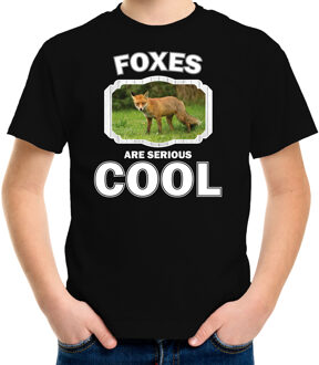 Bellatio Decorations Dieren vossen t-shirt zwart kinderen - foxes are serious cool shirt  jongens/ meisjes - cadeau shirt bruine vos/ vossen liefhebber XL (158-164)