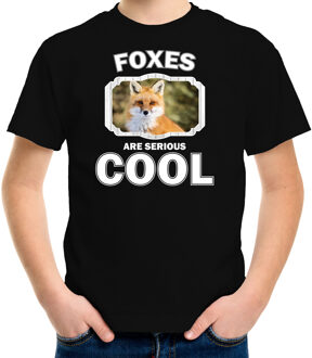 Bellatio Decorations Dieren vossen t-shirt zwart kinderen - foxes are serious cool shirt  jongens/ meisjes - cadeau shirt vos/ vossen liefhebber L (146-152)