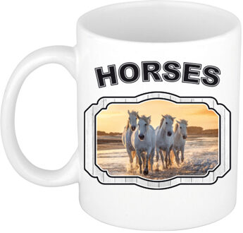 Bellatio Decorations Dieren wit paard beker - horses/ paarden mok wit 300 ml