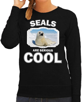 Bellatio Decorations Dieren witte zeehond sweater zwart dames - seals are serious cool trui - cadeau sweater witte zeehond/ zeehonden liefhebber 2XL