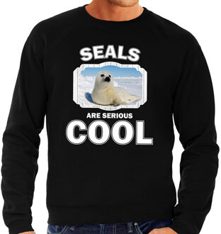 Bellatio Decorations Dieren witte zeehond sweater zwart heren - seals are cool trui